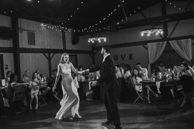 Vintage First Dance Inside Modern Barn