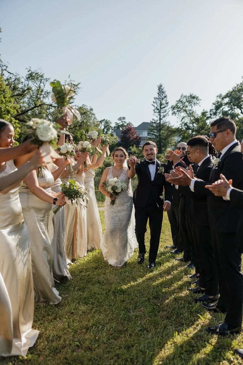 Just Married with the Estate in the Background