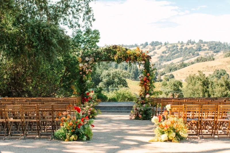 Arbor Ceremony Site with beautiful flowers